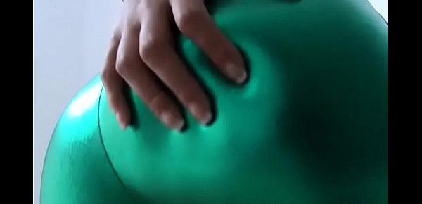  My shiny green PVC panties really hug my pussy